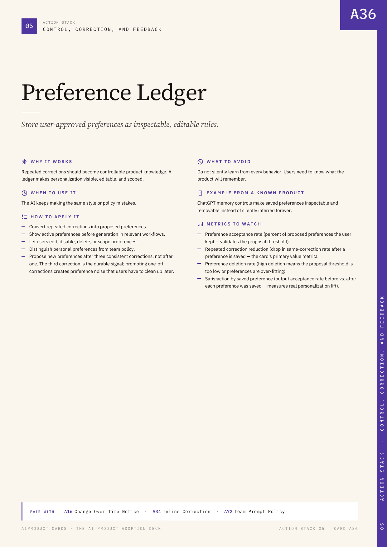 Preference Ledger action card