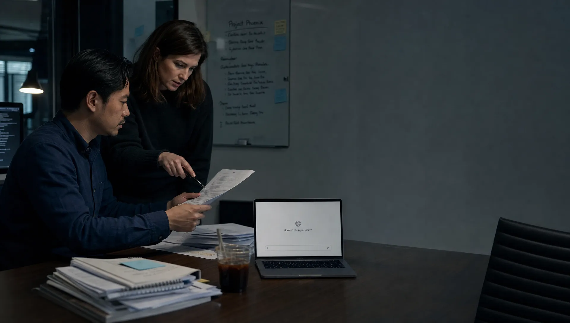 Two product teammates review a generated response and decide what should happen when AI exits the task.